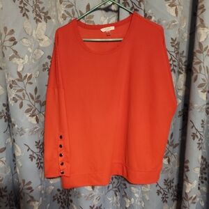 Cable & Gauge Bright Orange Buttoned Sweatshirt
